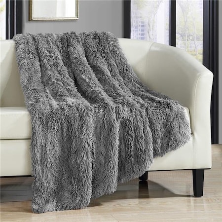 50 X 60 In. Anchorage Throw Blanket Cozy Super Soft Ultra Plush Decorative Shaggy; Silver